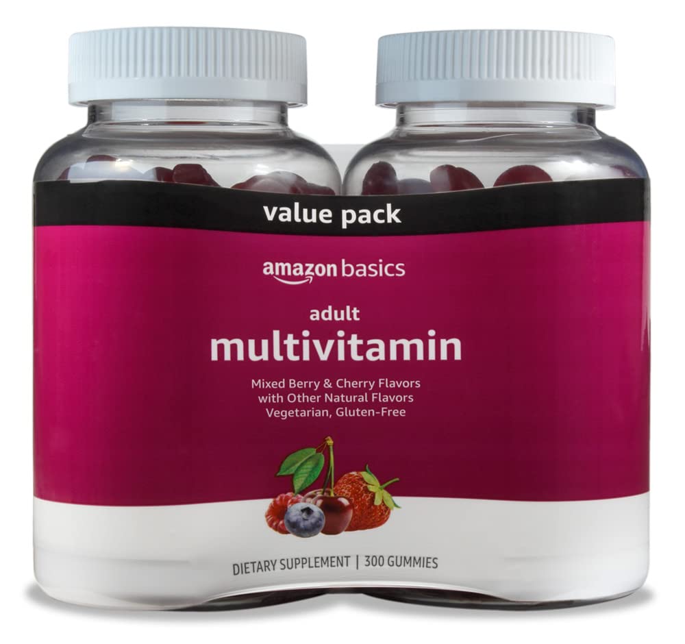 Amazon Basics Adult Multivitamin Gummies, Mixed Berry & Cherry, 150 Gummies, 75-Day Supply Amazon Basics uk supplements