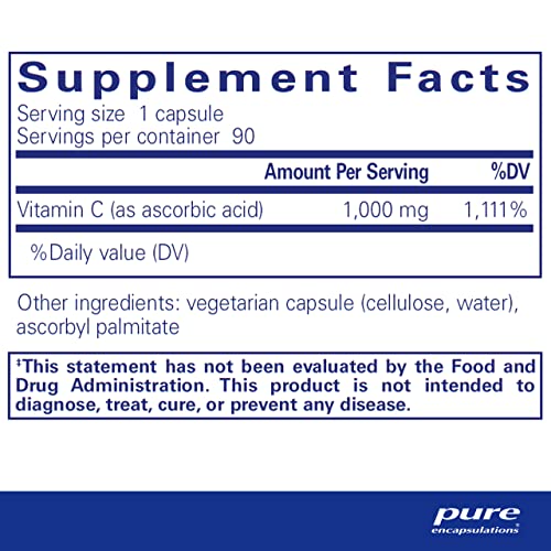 Pure Encapsulations Ascorbic Acid Capsules, 90 Capsules Pure Encapsulations uk supplements