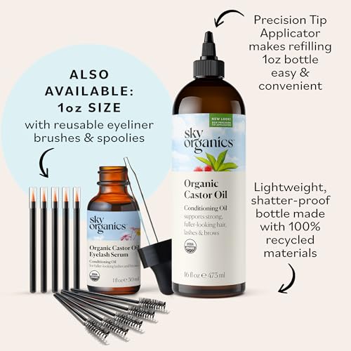 Sky Organics Organic Castor Oil (16 oz) USDA Certified Organic, 100% Pure, Cold Pressed Sky Organics uk supplements