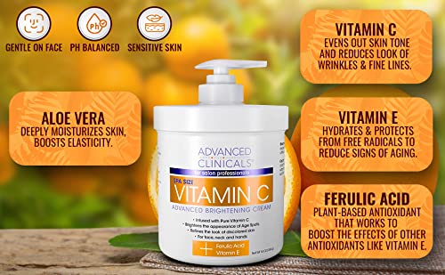 Advanced Clinicals Vitamin C Cream. Advanced Brightening Cream. Anti-aging cream Advanced Clinicals uk supplements