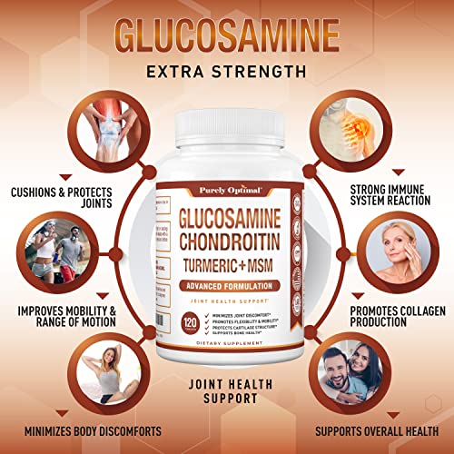 Purely Optimal Premium Glucosamine Chondroitin MSM Supplement Tablets w/Turmeric Purely Optimal uk supplements