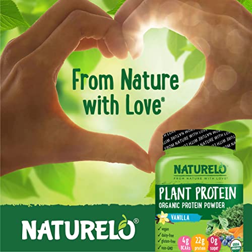 NATURELO Plant Protein Powder, Vanilla, 22g Protein - Non-GMO, 20 Ser NATURELO uk supplements