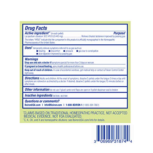 Boiron Lycopodium Clavatum 30C Homeopathic Medicine for Relief from Bloating, Gas Relief Boiron uk supplements