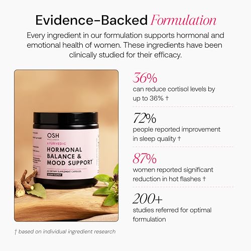 Ayurvedic Hormone Balance for Women | Cortisol Reducer | Mood, Energy, & Sleep Support | Regulates Estrogen | Stress Relief | Ashwagandha, Rhodiola, & Shatavari | Made in USA | 60 Ct. - OSH Wellness Freshly Moms uk supplements