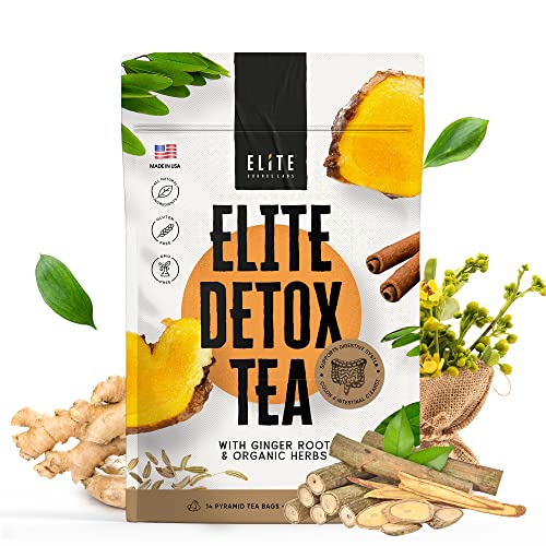 Elite Detox Tea: Natural Organic 7-Herbal Blend for Gentle Cleansing as Needed. Bloating Tea Elite Source Labs uk supplements