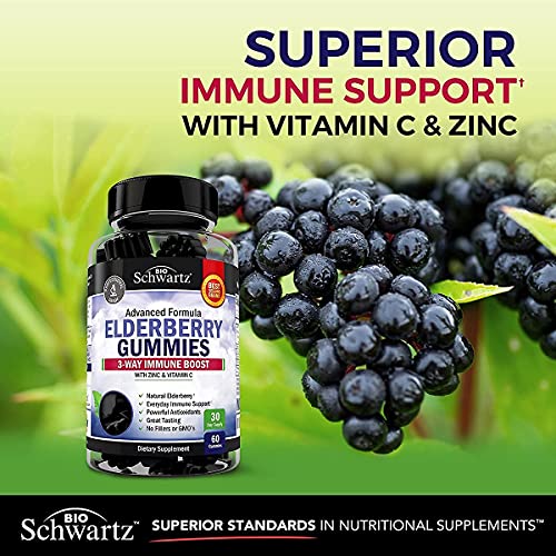 Elderberry Gummies with Zinc and Vitamin C for Adults & Kids - Natural Immune Support BioSchwartz uk supplements