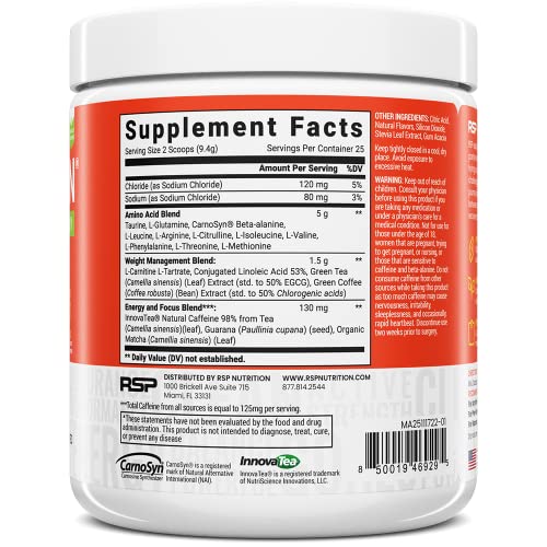 RSP Nutrition Mango Aminolean Amino Acid Supplement Powder, 8.29 OZ RSP NUTRITION uk supplements