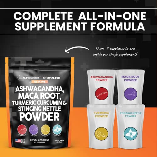 4in1 Ashwagandha Maca Root Powder Supplement with Turmeric Stinging Clean Nutraceuticals uk supplements