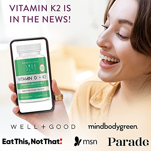 Body Kitchen Vegan Plant-Based Vitamin D3 + K2 (MK7) Supplement, Bone and Heart Body Kitchen uk supplements