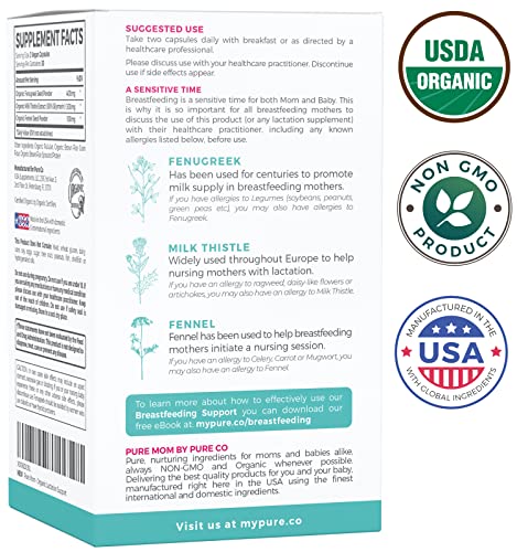 USDA Organic Lactation Supplement - Increase Milk Supply with Herbal Breastfeeding PURE CO uk supplements