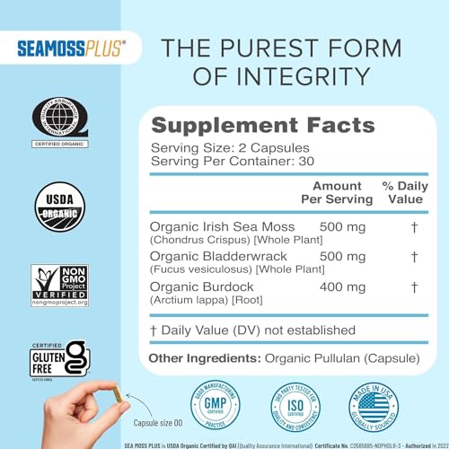 Power By Naturals Sea Moss Plus - USDA Certified Organic Wildcrafted Irish Power By Naturals uk supplements