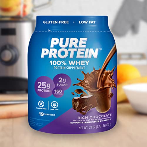 Pure Protein 100% Whey Protein Powder, Rich Chocolate, 25 g Protein, 1.75 lb Pure Protein uk supplements