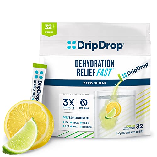 DripDrop Hydration - Zero Sugar Electrolyte Powder Packets Keto - Lemon Lime - 32 Count DripDrop uk supplements