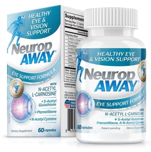 NeuropAWAY Eye Support Supplement 60CT with Lutein N-Acetyl L-Carnosine S-Acetyl Glutathione N-Acetyl Cystiene Pterostilbene Lycopene Zeaxanthin to Support Healthy Vision, Helps Blurry and Dry Eyes NeuropAWAY uk supplements