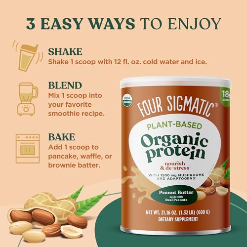 Four Sigmatic Organic Plant-Based Protein Powder Peanut Butter Protein with Lion’s Mane Four Sigmatic uk supplements