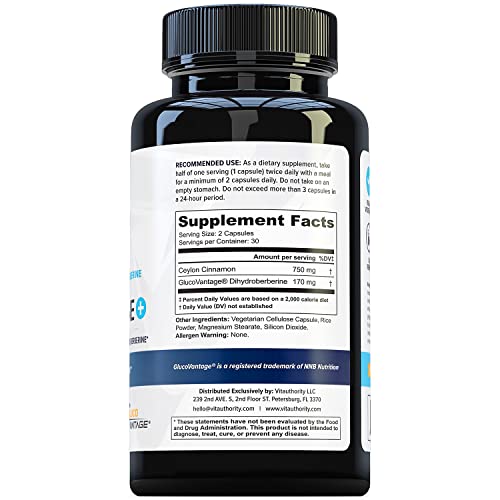 Vitauthority Extra Strength Berberine with Ceylon Cinnamon High Absorption Vitauthority uk supplements