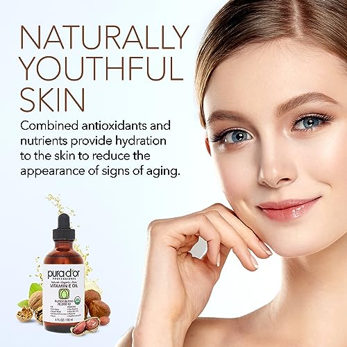 PURA D'OR 4 Oz ORGANIC Vitamin E Oil Blend 70,000 IU - 100% Natural Hexane Free, Sweet Almond PURA D'OR uk supplements