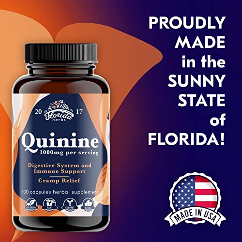 Leg Cramps Support Organic Pills - 1000 mg - Quinine Tablets for Cramp Defense FLORIDA HERBS uk supplements
