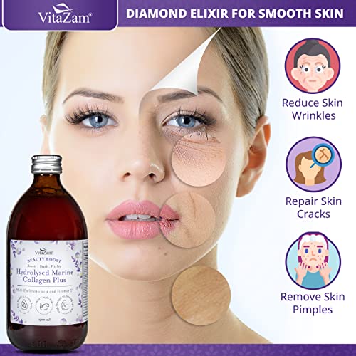 Diamond Elixir Marine Liquid Collagen Type 1 & 3 Hydrolysed Collagen Peptides 10000mg VitaZam uk supplements