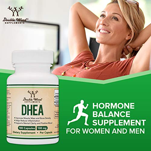 DHEA 100mg | 180 Capsules | Max Strength 6 Month Supply | Third Party Tested | Hormone Double Wood Supplements uk supplements