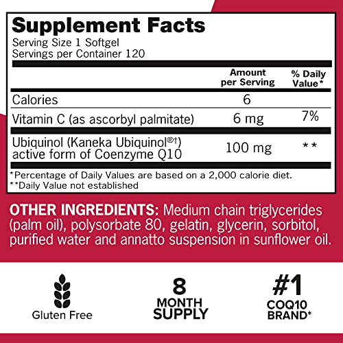 Qunol Mega Ubiquinol CoQ10 100mg Softgels- Superior Absorption - Active form Qunol uk supplements