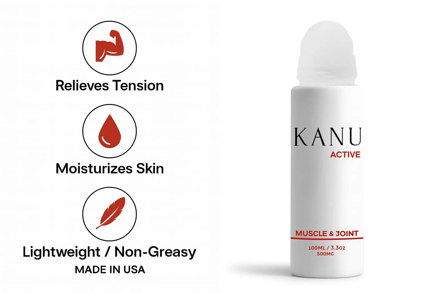Muscle & Joint Relief Roll-On Cooling Serum- 3.3 oz- Fast Absorbing Pain Relief for Sore Muscles and Joints- Workout Recovery and Joint Support for Athletes and Active Lifestyles KANU uk supplements
