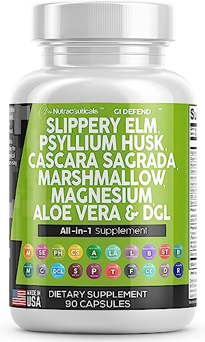 Slippery Elm 5000mg Psyllium Husk 2000mg Pre Probiotic Digestive Gut Clean Nutraceuticals uk supplements