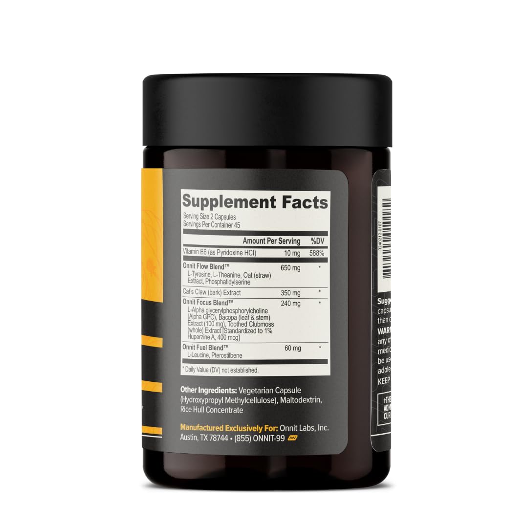 ONNIT Alpha Brain Nootropic Brain Supplement for Men and Women, IGEN Non-GMO Tested, Memory, Mental Clarity, Cognitive Support and Focus Capsules with L-Theanine and Vitamin B6 (90 Count) ONNIT uk supplements