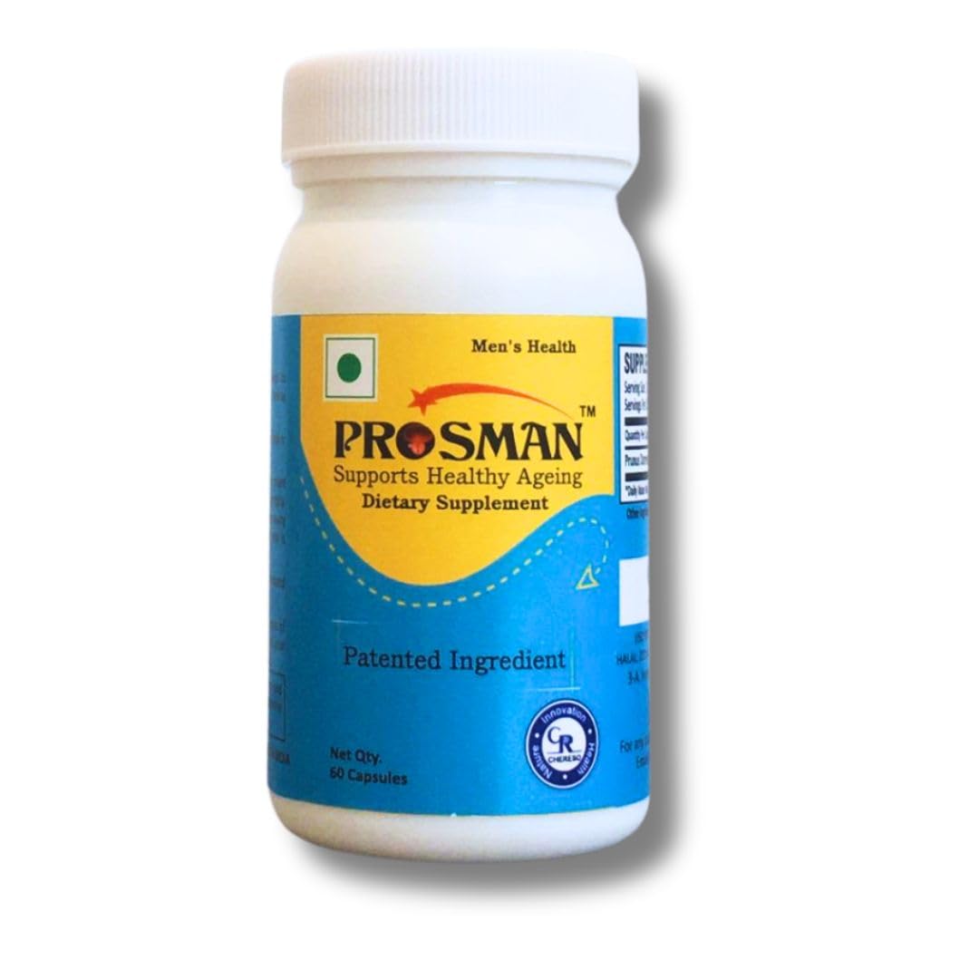 Prosman Supplement - Supports Healthy ageing & Improves Urinary Function | Patented Ingredient | Prunus domestica/pygeum (1Pack- 60 Capsules) PROSMAN uk supplements
