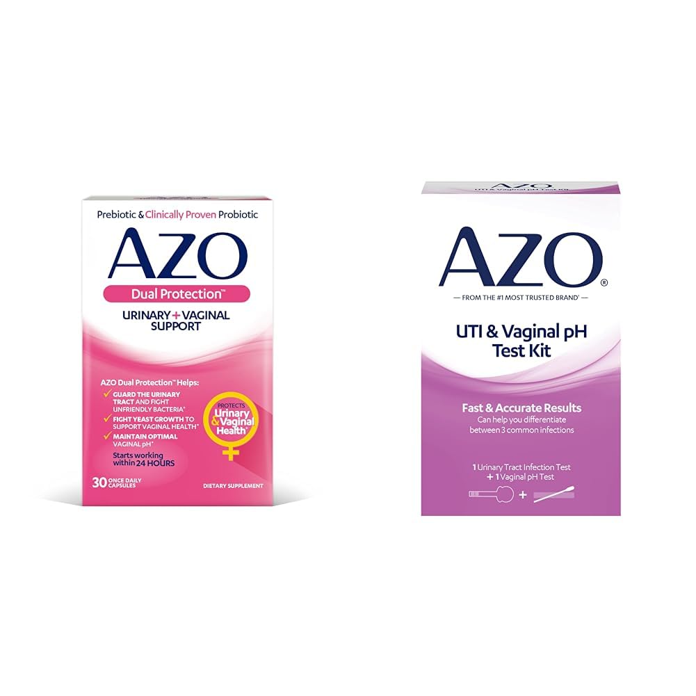 AZO Dual Protection Urinary & Vaginal Probiotic + UTI & Vaginal pH Test Kit (30 Count) AZO uk supplements
