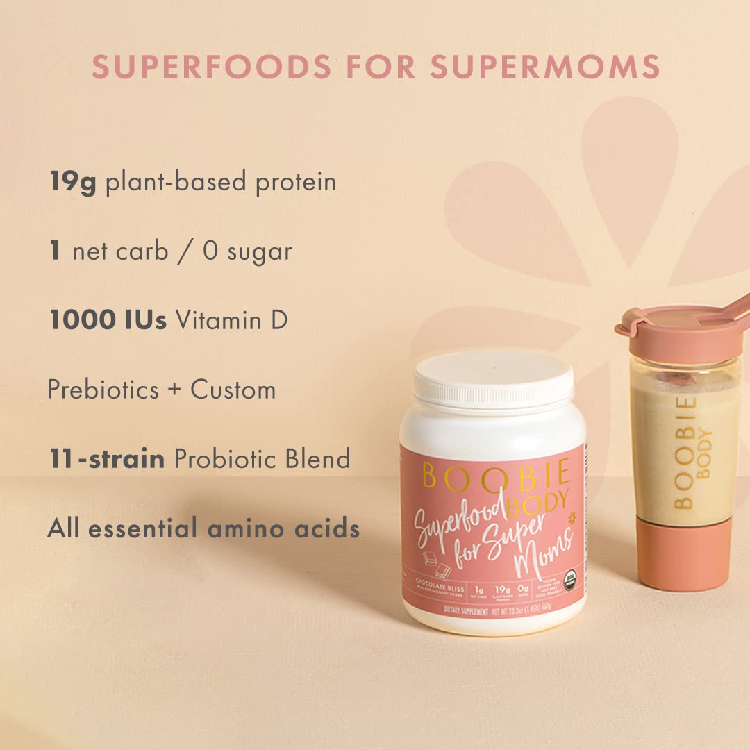 Boobie Body Organic Superfood Plant-Based Protein Shake, Chocolate Bliss, [23.4oz, 1 Tub] Boobie Brands uk supplements