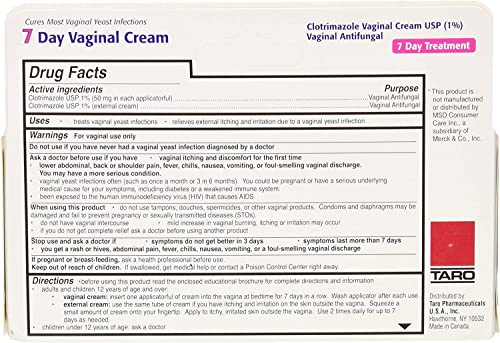 Taro Clotrimazole 7 Vaginal Cream 45 g ( Pack of 2) Ever Ready First Aid uk supplements
