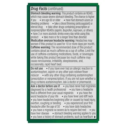 Excedrin Migraine Relief Caplets for Migraine Symptoms, Acetaminophen 250mg, Aspirin 250mg, Caffeine 65mg, Pain Reliever, 24 Count Excedrin uk supplements