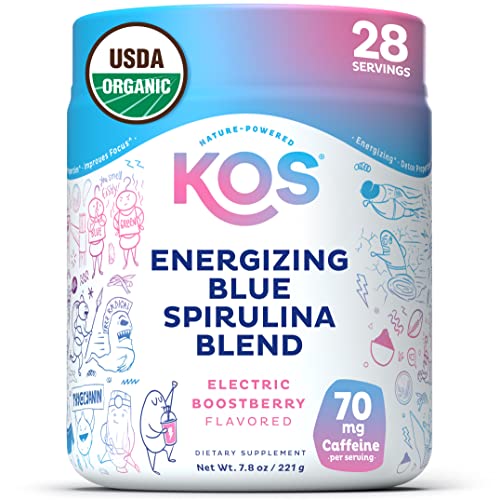 KOS USDA Organic Energizing Blue Spirulina Blend - 70 mg Organic Caffeine, B-Complex KOS uk supplements