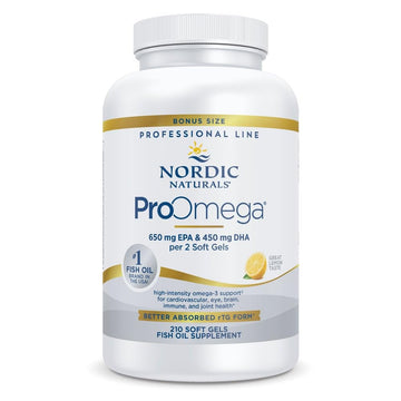 Nordic Naturals ProOmega, Lemon Flavor - 210 Soft Gels - 1000 mg Omega-3 - High-Potency Fish Oil with EPA & DHA - Promotes Brain, Eye, Heart, & Immune Health - Non-GMO - 105 Servings Nordic Naturals uk supplements