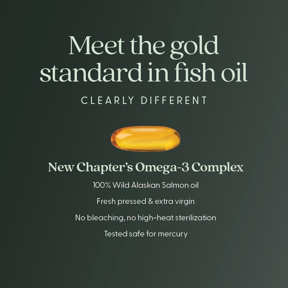 New Chapter Omega-3 Complex, 1000mg Softgels, Fish Oil Supplement Wild Alaskan Salmon for Heart, Brain, Eye, Joint & Skin Health Support - 30 Count New Chapter uk supplements