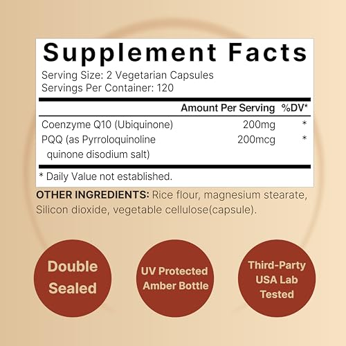 NatureBell CoQ10 (Ubiquinone) 200mg with PQQ, 240 Veggie Capsules | Stable High NatureBell uk supplements