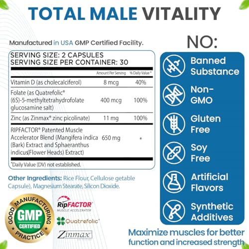 Advanced Muscle Building Supplement for Men with RipFactor, Zinc Picolinate, Vitamin D3 Revival Point uk supplements