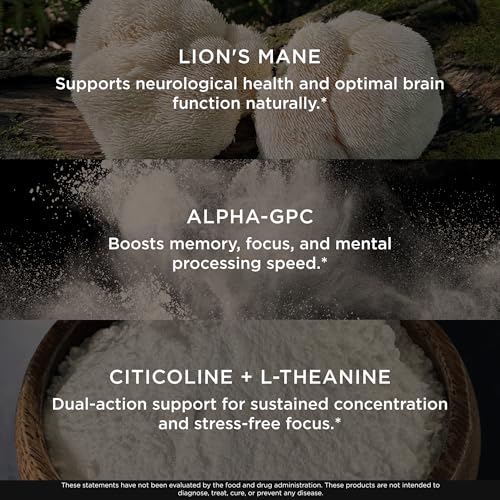 The Genius Brand Mood + Focus Nootropic – 400mg Organic Lion’s Mane, Alpha GPC & Citicoline – Memory & Focus Supplement – 30 Servings The Genius Brand uk supplements
