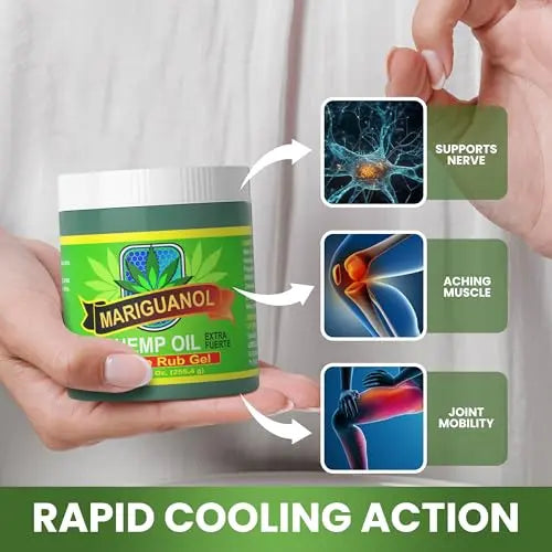 Mariguanol 9 Oz. Extra Strong Muscle Rub Gel with Hemp Oil, Menthol & Camphor – Cooling, Rapid-Absorbing Topical Gel for Active Lifestyles – Net Wt. 9 oz (255.4 g) [Pack of 2] MARIGUANOL uk supplements