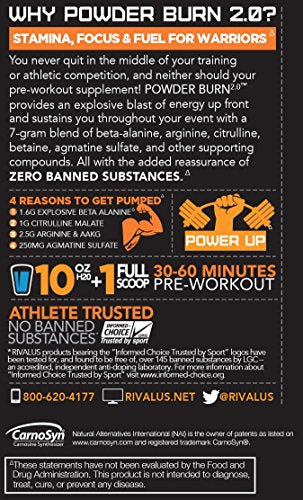 Rivalus Powder Burn 2.0 Pre Workout Supplement, Blue Raspberry, 0.89 Pounds Rivalus uk supplements
