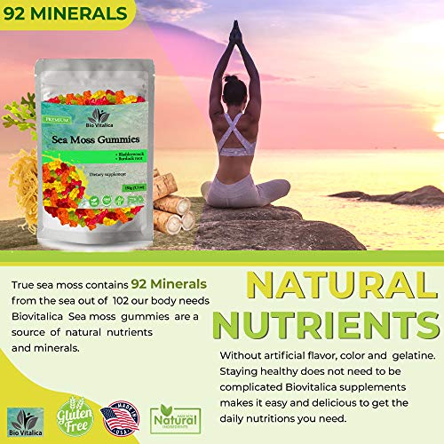 Sea Moss Gummies - Irish sea Moss raw Organic, Bladderwrack, Burdock Root BIO VITALICA uk supplements