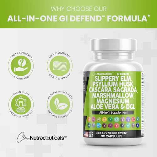 Slippery Elm 5000mg Psyllium Husk 2000mg Pre Probiotic Digestive Gut Clean Nutraceuticals uk supplements