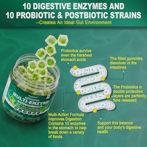 Sugar Free Digestive Enzymes Gummies 1000mg - Break Down Food Quickly - Chewable EnvyCure uk supplements