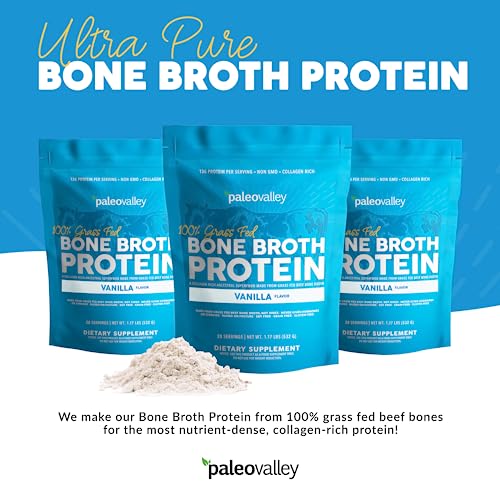 Paleovalley 100% Grass Fed Bone Broth Protein Powder - Vanilla - Rich in Collagen for Hair Paleovalley uk supplements