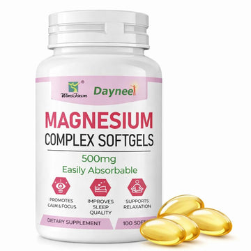 Magnesium Complex Softgels 500mg–Magnesium Supplement for Sleep, Relaxation&Muscle Support–Easy-to-Swallow Softgels–Daily Magnesium for Calm&Wellness, 100 Count FARWIX uk supplements