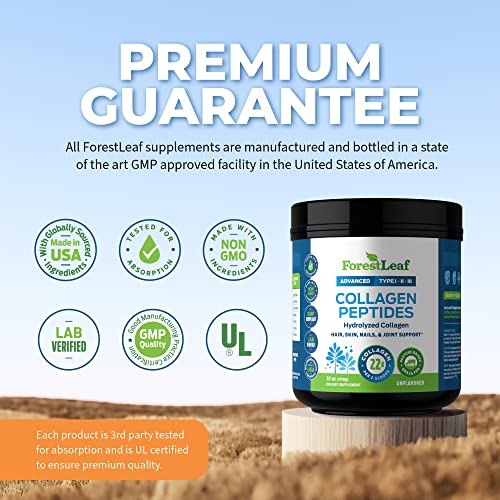 Collagen Peptides Powder Unflavored - Hydrolyzed Collagen Protein ForestLeaf uk supplements