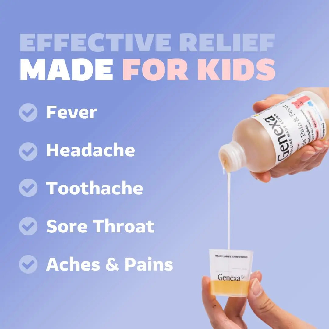 Genexa Kids & Adults Clean Acetaminophen Combo | Family Pain & Fever Bundle | Dye Free, 0% Artificial Additives | Vegan & Non-GMO | Medicine Made Clean | Ages 2-11, 12+ (2 Pack) Genexa uk supplements