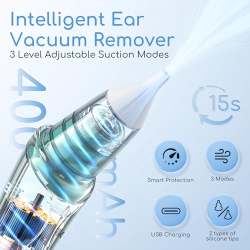 Ear Vacuum Wax Remover, Ear Wax Removal with 8 Pcs Ear Pick, Ear Wax Girug uk supplements