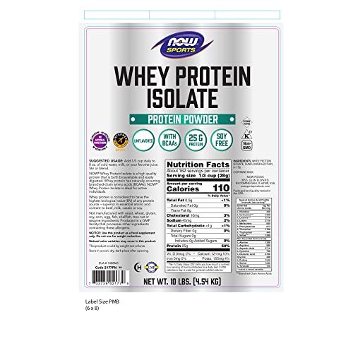 NOW Sports Nutrition, Whey Protein Isolate, 25 g With BCAAs, Unflavored Powder NOW uk supplements